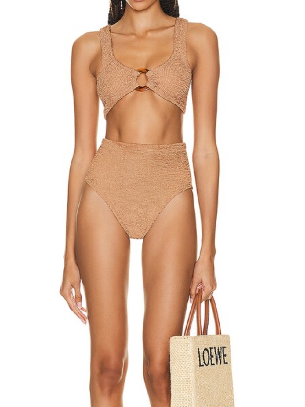 NWT Hunza G Nadine hoop Bikini Set one size in metallic cocoa